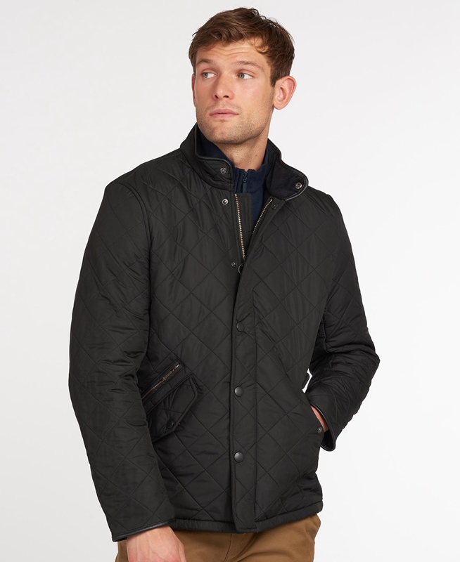 Barbour Powell Gewatteerde Jas Heren Zwart | 827645-AWN