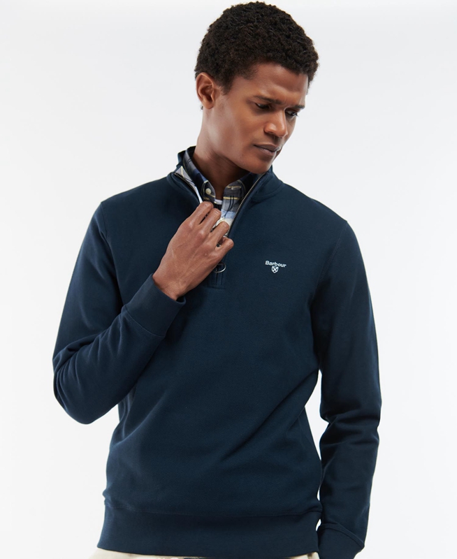 Barbour Rigg Half Zip Sweatshirts Heren Blauw | 132654-EKV