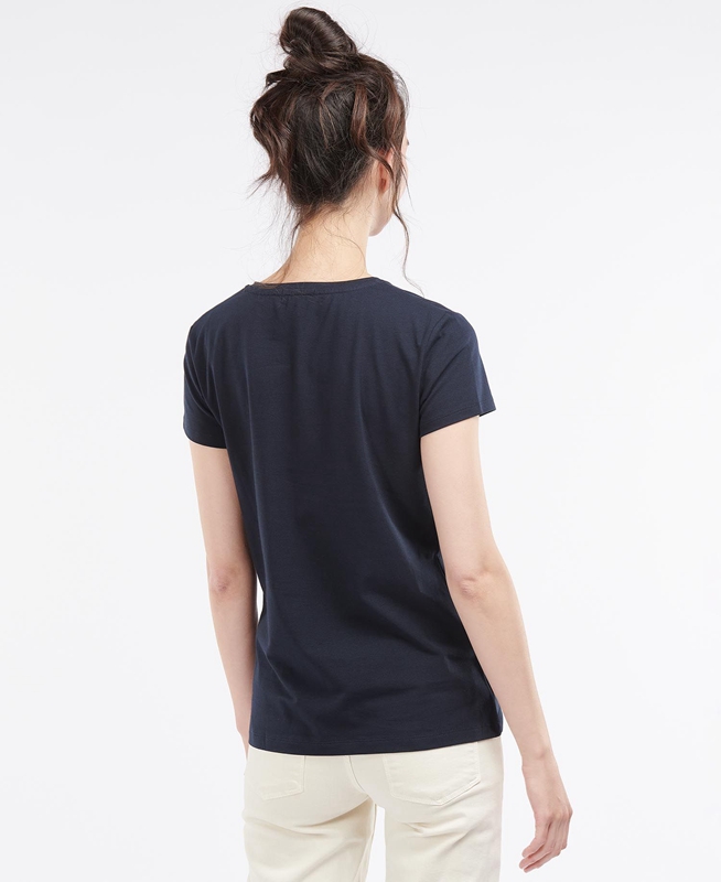 Barbour Rowen T-shirts Dames Donkerblauw | 819265-GYQ