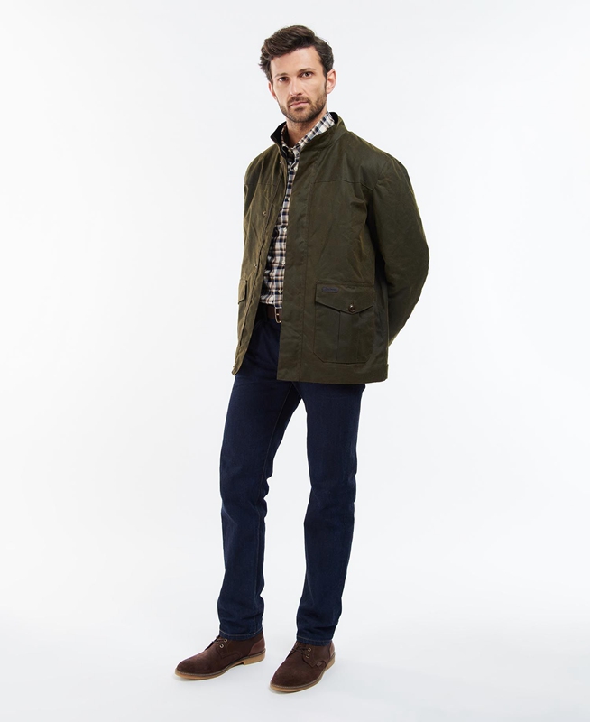 Barbour Sheldon Waxed Jas Heren Olijfgroen | 935416-XQG