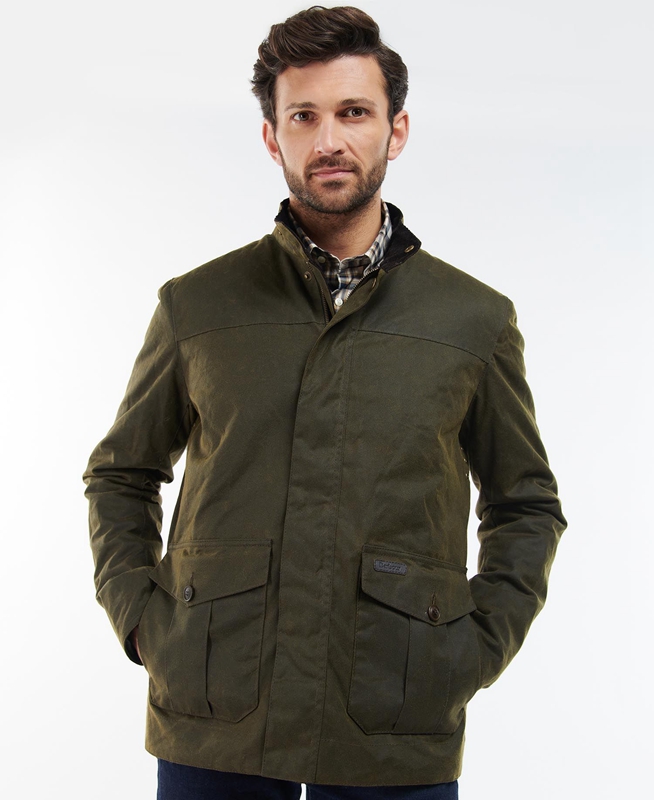 Barbour Sheldon Waxed Jas Heren Olijfgroen | 935416-XQG