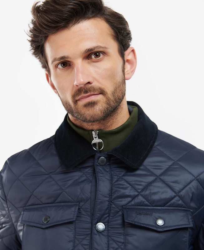 Barbour Shirt Gewatteerde Jas Heren Donkerblauw | 107432-MKN