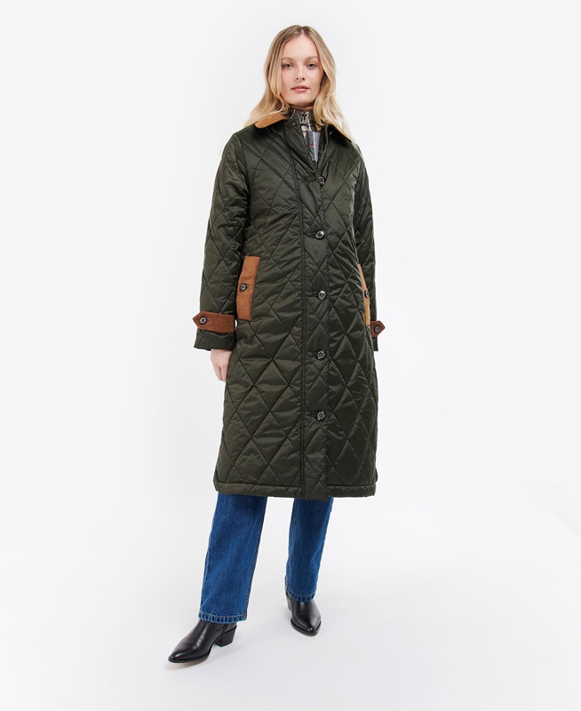 Barbour Silwick Gewatteerde Jas Dames Olijfgroen | 914526-BUD