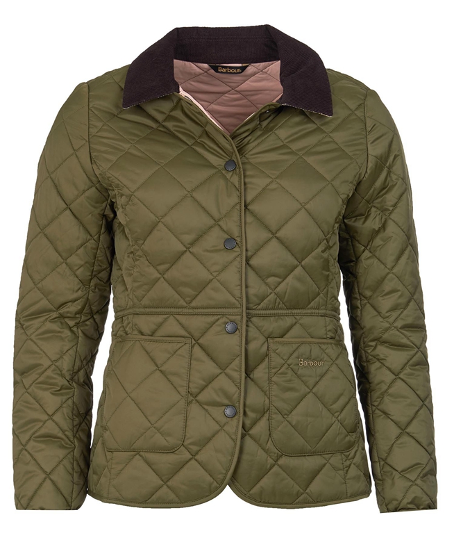 Barbour Steppjacke Deveron Gewatteerde Jas Dames Olijfgroen | 431078-MOU