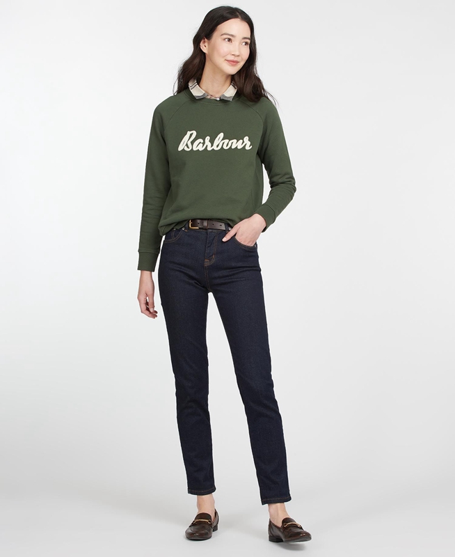 Barbour Sweatshirt Otterburn Sweatshirts Dames Olijfgroen | 693104-CRN