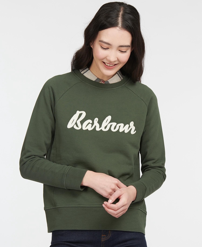 Barbour Sweatshirt Otterburn Sweatshirts Dames Olijfgroen | 693104-CRN