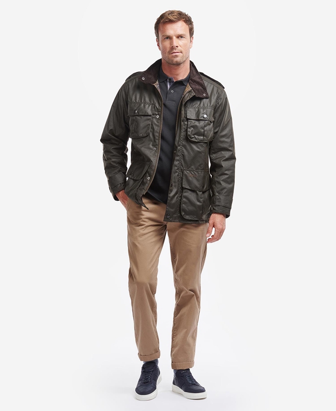 Barbour Trooper Waxed Jas Heren Olijfgroen | 465790-ARN