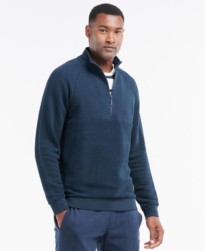 Barbour Wear Half Zip Sweatshirts Heren Donkerblauw | 410659-WLQ