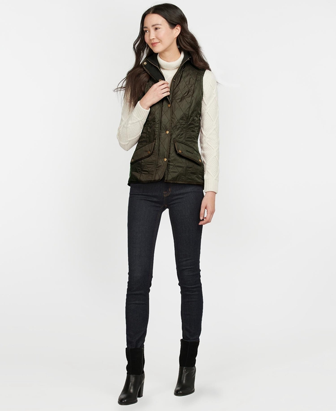 Barbour Weste Cavalry Gilet Dames Groen | 217896-TAO