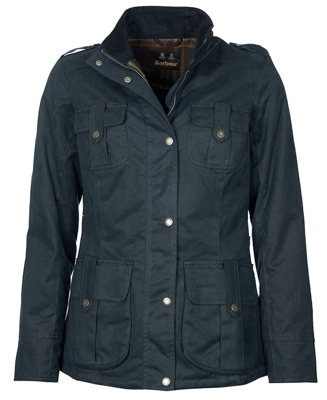 Barbour Winter Defence Waxed Jas Dames Blauw | 012963-HPD