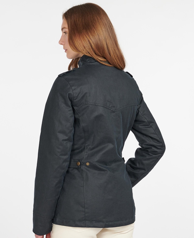 Barbour Winter Defence Waxed Jas Dames Blauw | 012963-HPD