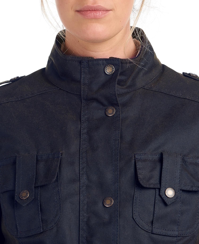 Barbour Winter Defence Waxed Jas Dames Blauw | 012963-HPD