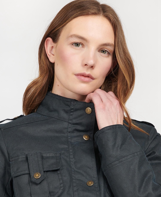 Barbour Winter Defence Waxed Jas Dames Blauw | 012963-HPD