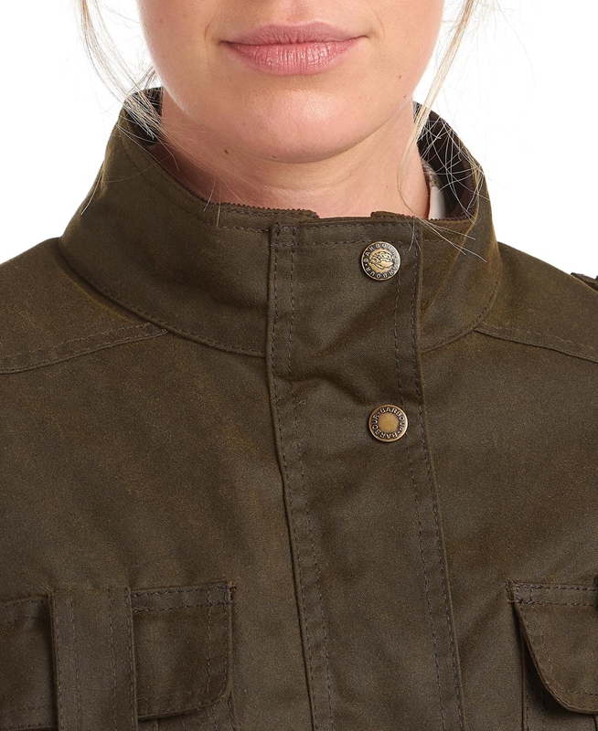 Barbour Winter Defence Waxed Jas Dames Groen | 758120-PTK