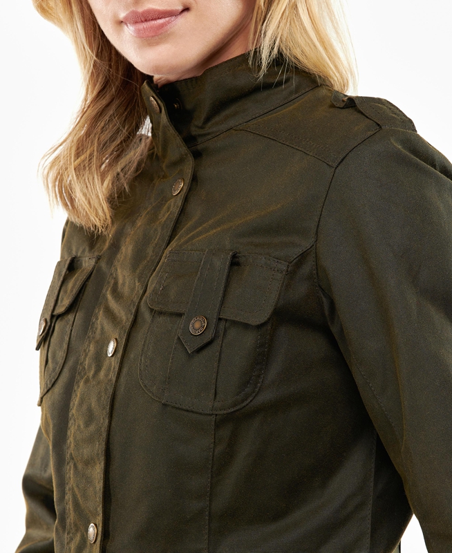 Barbour Winter Defence Waxed Jas Dames Groen | 758120-PTK